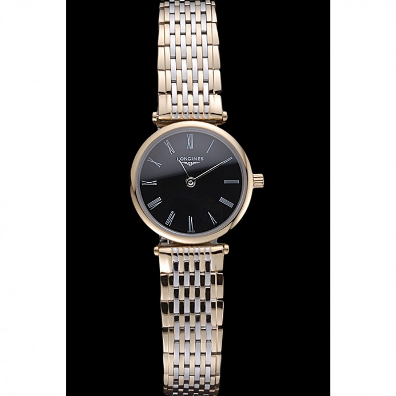 Longines La Grande Classique Two Tone Band Black Dial Femme 622098-1