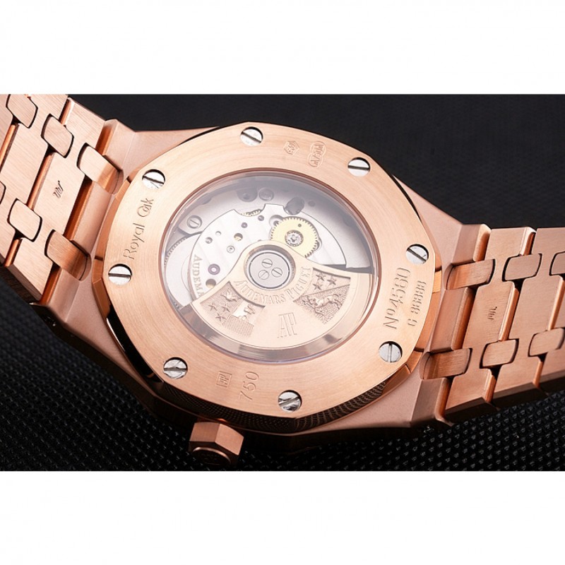 Swiss Audemars Piguet Royal Oak Black Dial Rose Gold Case And Bracelet-6