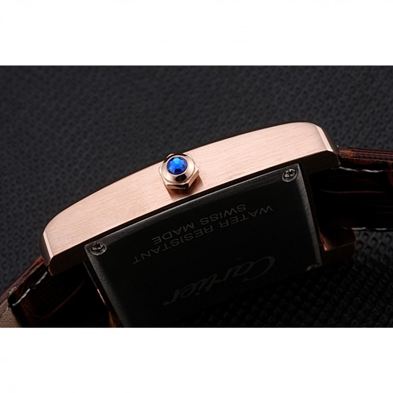 SS Cartier Tank MC Gold Case Brown Dial Brown Leather Strap 622175-8