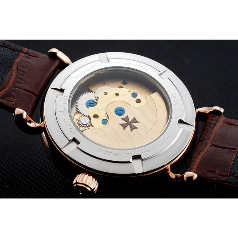 Vacheron Constantin Traditionnelle Tourbillon White Dial Blue Hourmarks Gold Case Brown Leather Bracelet 1454059-7