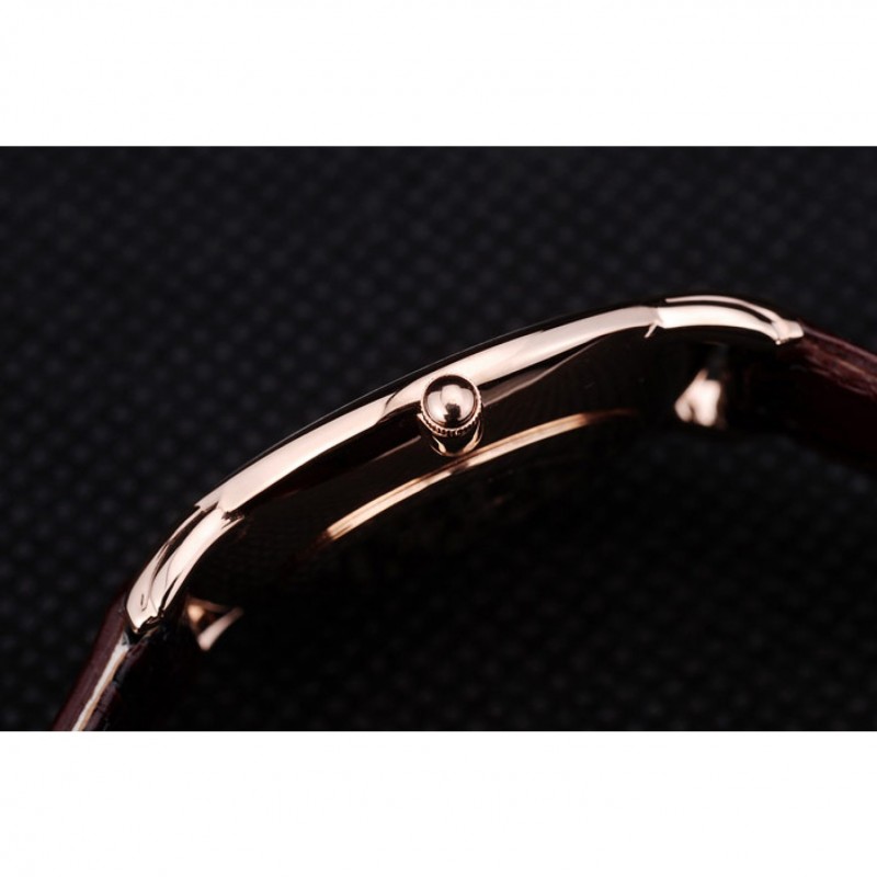 Cheap Vacheron Constantin Patrimony White Dial Rose Gold Case Rich Maroon Leather Bracelet-7