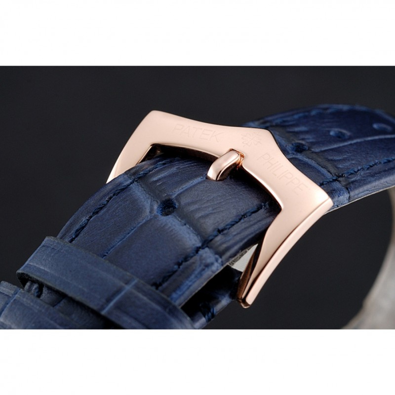 Patek Philippe Calatrava White Dial Blue Roman Numerals Gold Case Blue Leather Bracelet 1454056-5