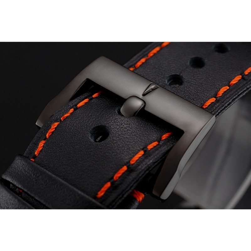 Blancpain Fifty Fathoms Speed Command Carbon Fiber Dial With Orange Markings Black PVD Case Black Leather Strap 1453776-5