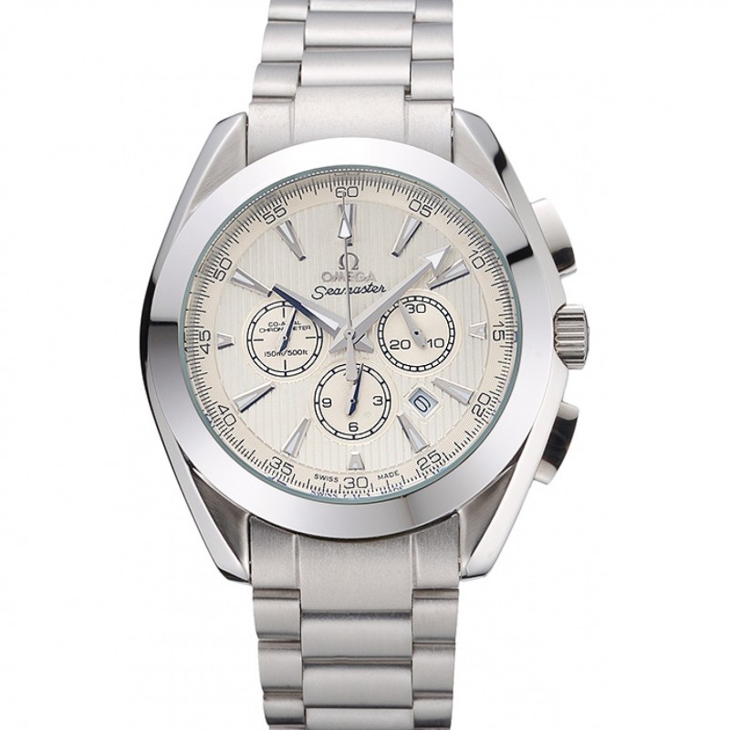 SS Omega Seamaster Aqua Terra Chronograph Ivory Dial Stainless Steel Bracelet 622526-0
