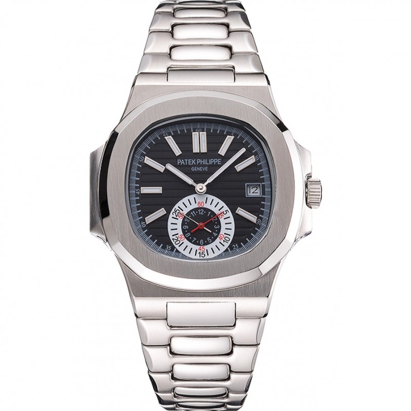 Patek Philippe Nautilus Black Dial Stainless Steel Case And Bracelet-0