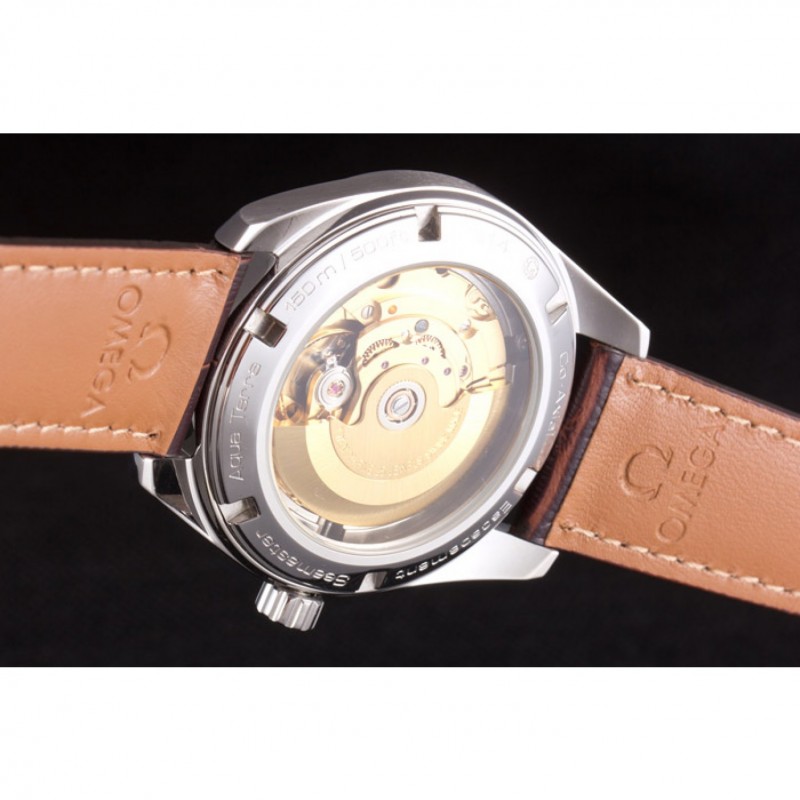 Omega Seamaster Silver Bezel with White Dial and Brown Leather Band 621573-8