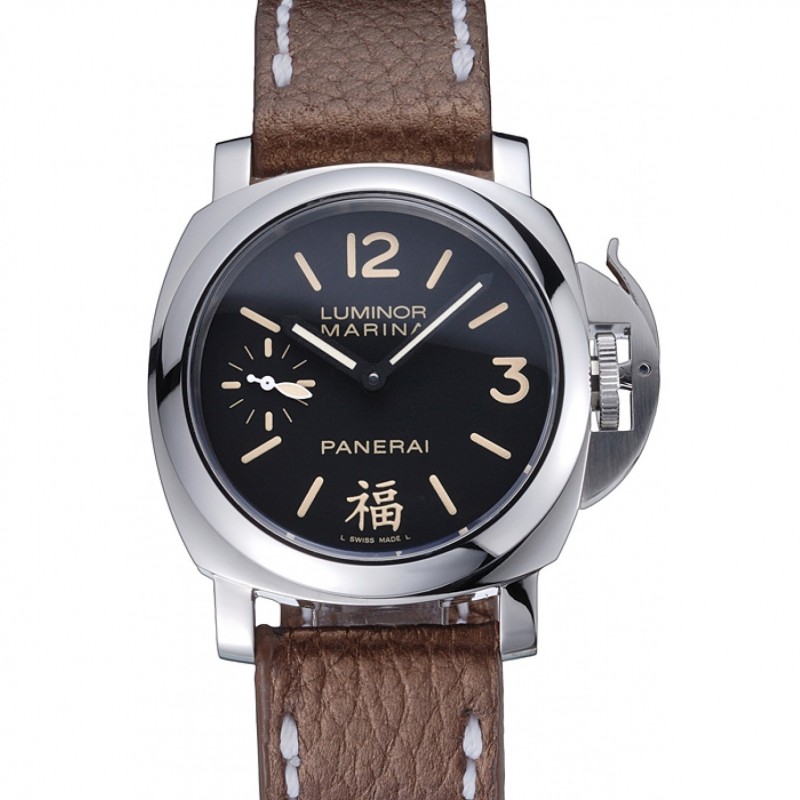 SS Replica Watches Panerai Luminor Marina Stainless Steel Bezel Brown Leather Bracelet 622314-0