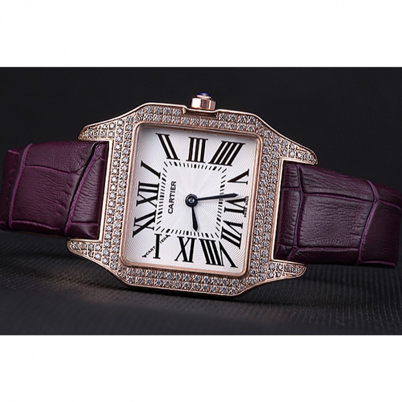 Cartier Santos 100 Diamond Rose Gold Bezel 621913-4