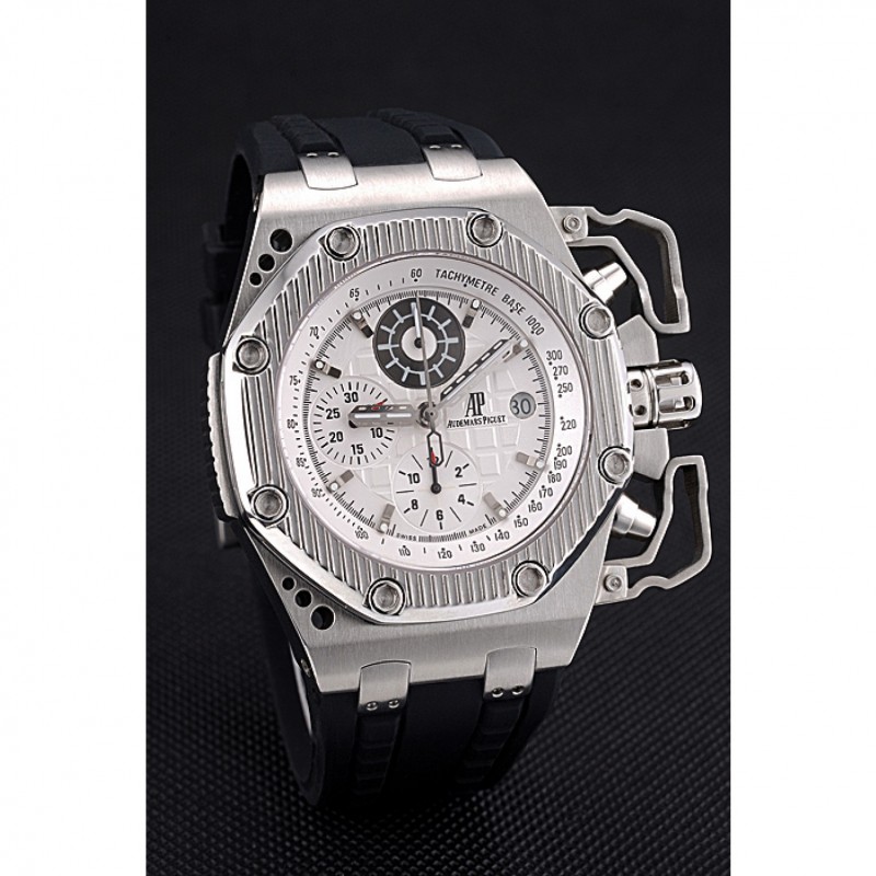 Swiss Audemars Piguet Royal Oak Offshore Survivor White Dial Stainless Steel Case Black Rubber Strap 622859-2