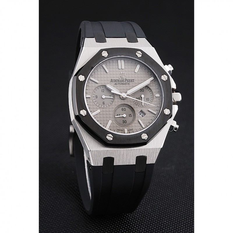 Swiss Audemars Piguet Royal Oak Chronograph Grey Dial Stainless Steel Case Black Rubber Strap 622866-2