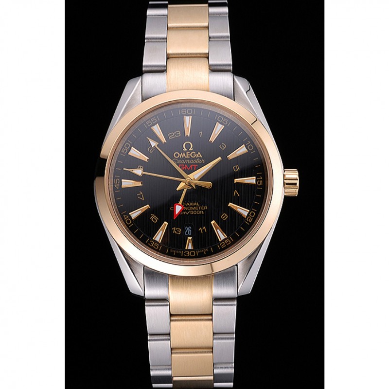 High Quality Omega Seamaster Planet Ocean GMT Black Dial Two Tone Band 622396-1