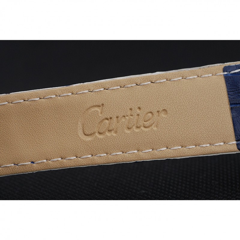 Cartier Tank MC Stainless Steel Case Blue Dial Blue Leather Strap 622178-7
