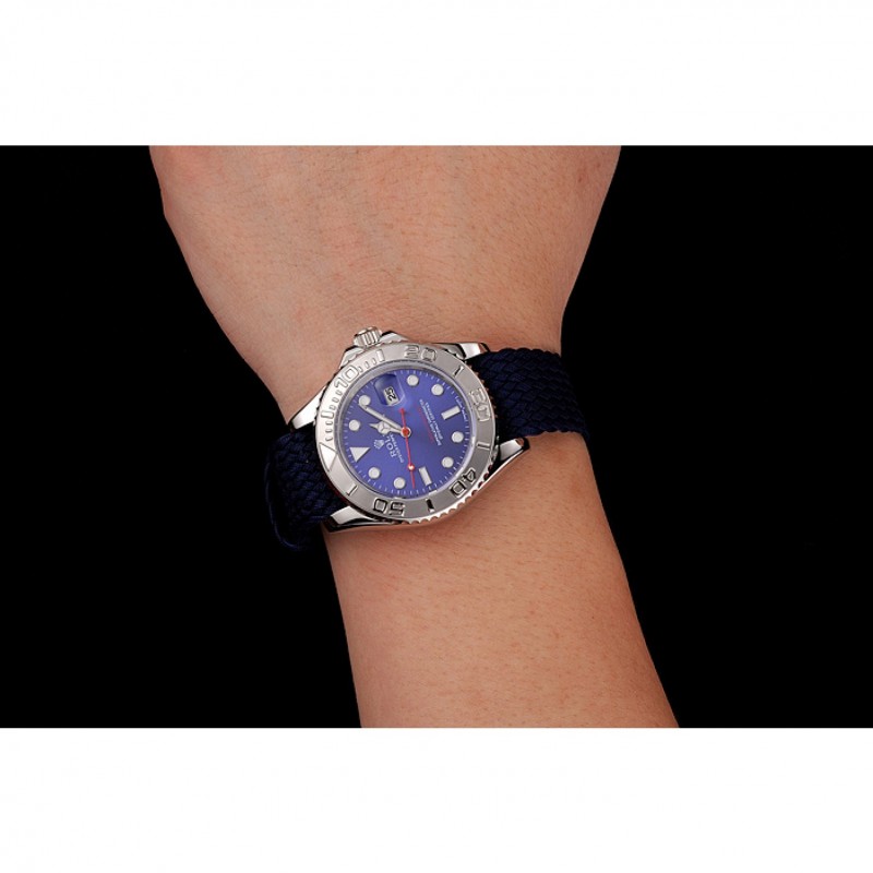 Rolex Yacht Master Blue Dial Blue Fabric Bracelet 1453868-8
