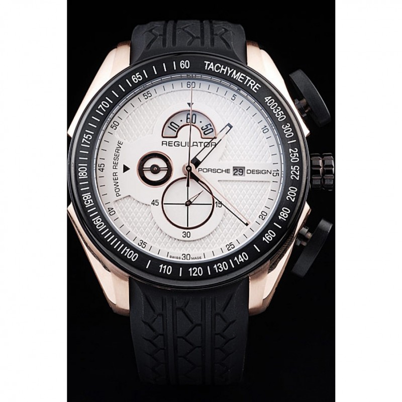 Porsche Regulator Power Reserve Rose Gold Case White Dial-1
