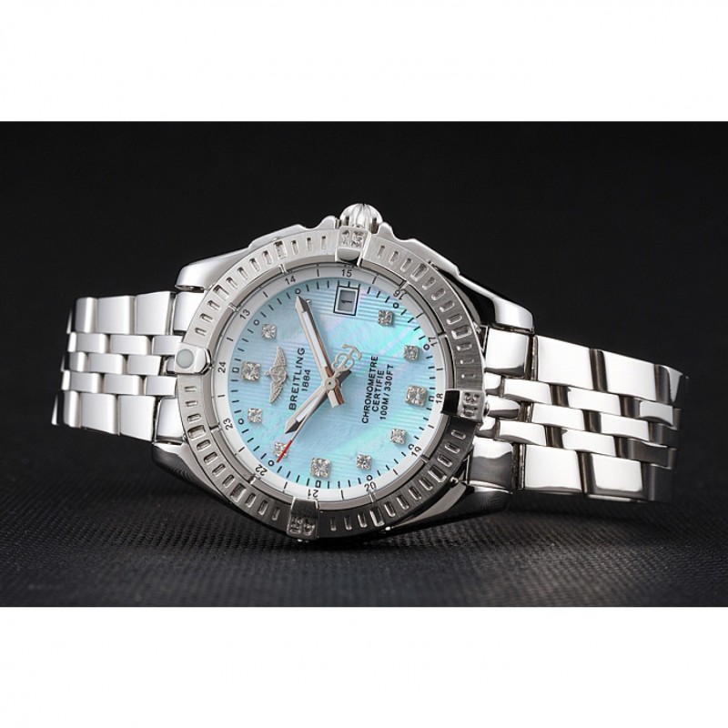 Breitling Colt Lady Light Blue Dial Diamond Hour Marks Stainless Steel Case And Bracelet-3