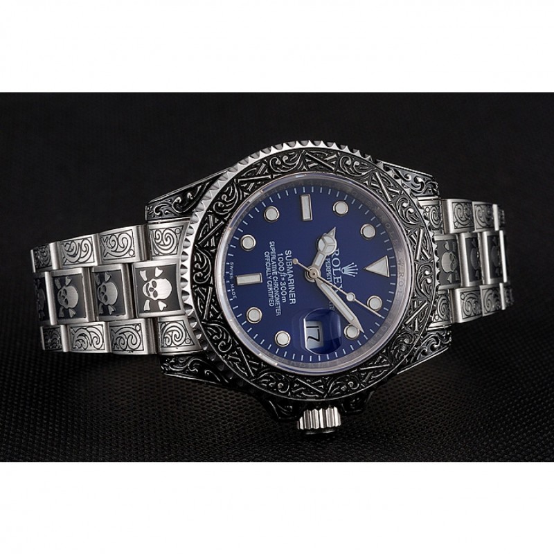 SS Swiss Rolex Submariner Skull Limited Edition Blue Dial Vintage Case And Bracelet 1454091-3