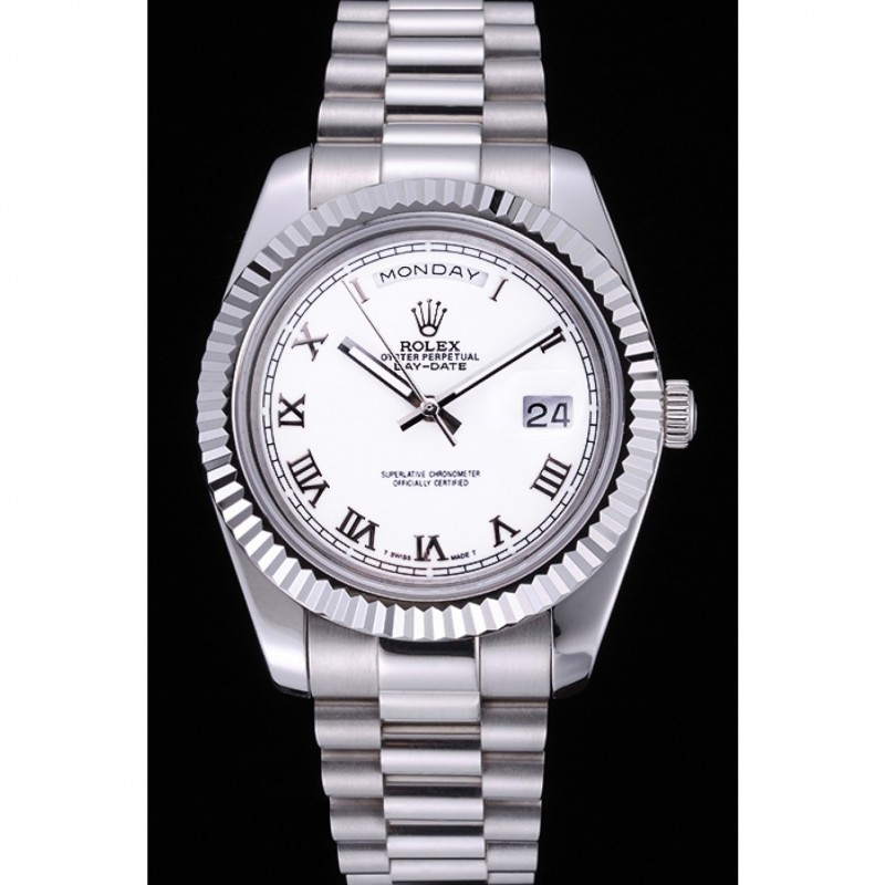 Rolex Day-Date White Dial Stainless Steel Bracelet 622547-1