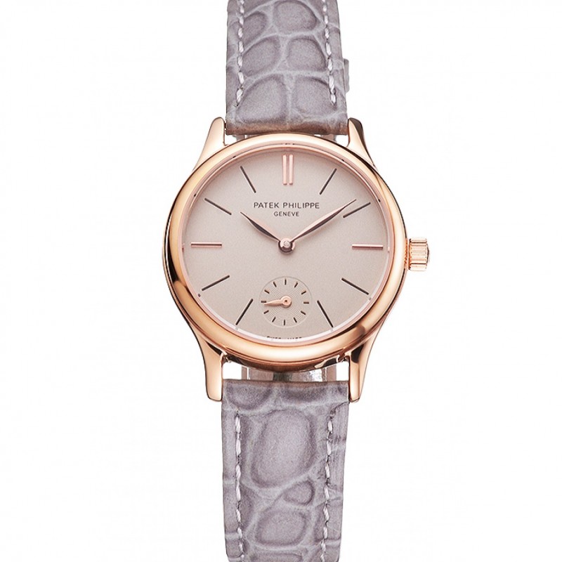 Patek Philippe Calatrava Gray Dial Rose Gold Case Gray Leather Strap-0