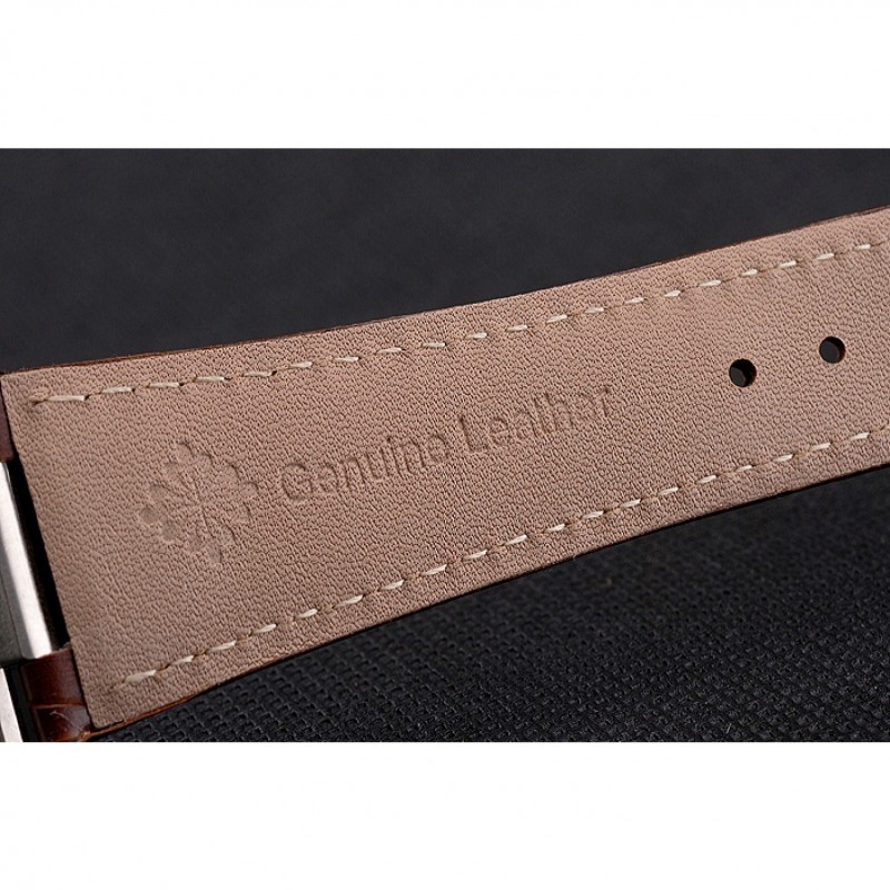 Patek Philippe Nautilus Brown Dial Brushed Stainless Steel Case Brown Leather Strap-6