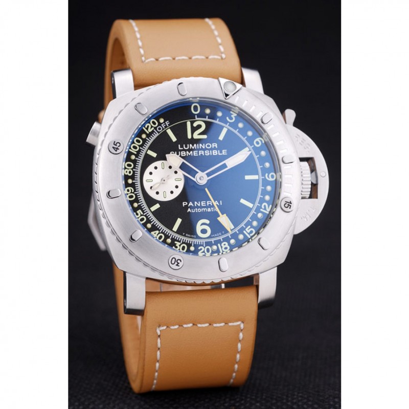 Panerai Luminor Submersible Black Dial Leather Bracelet-2