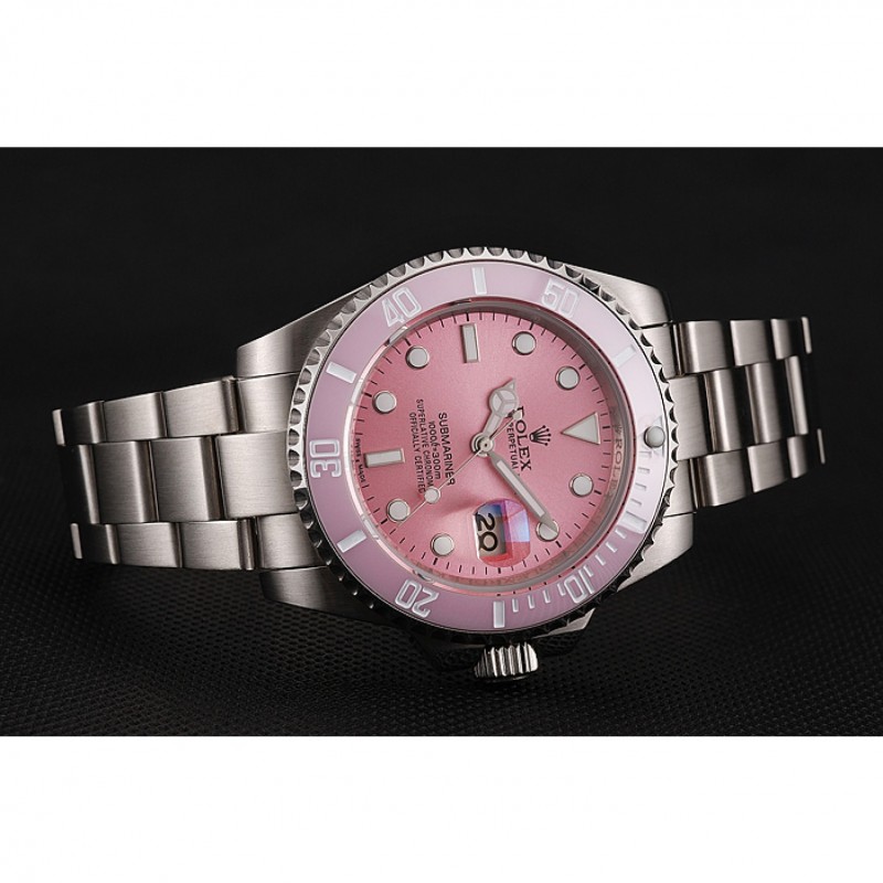 Swiss Rolex Submariner Pink Dial Pink Bezel Stainless Steel Bracelet 1453980-3