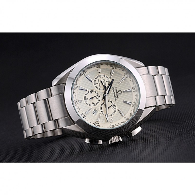 SS Omega Seamaster Aqua Terra Chronograph Ivory Dial Stainless Steel Bracelet 622526-3