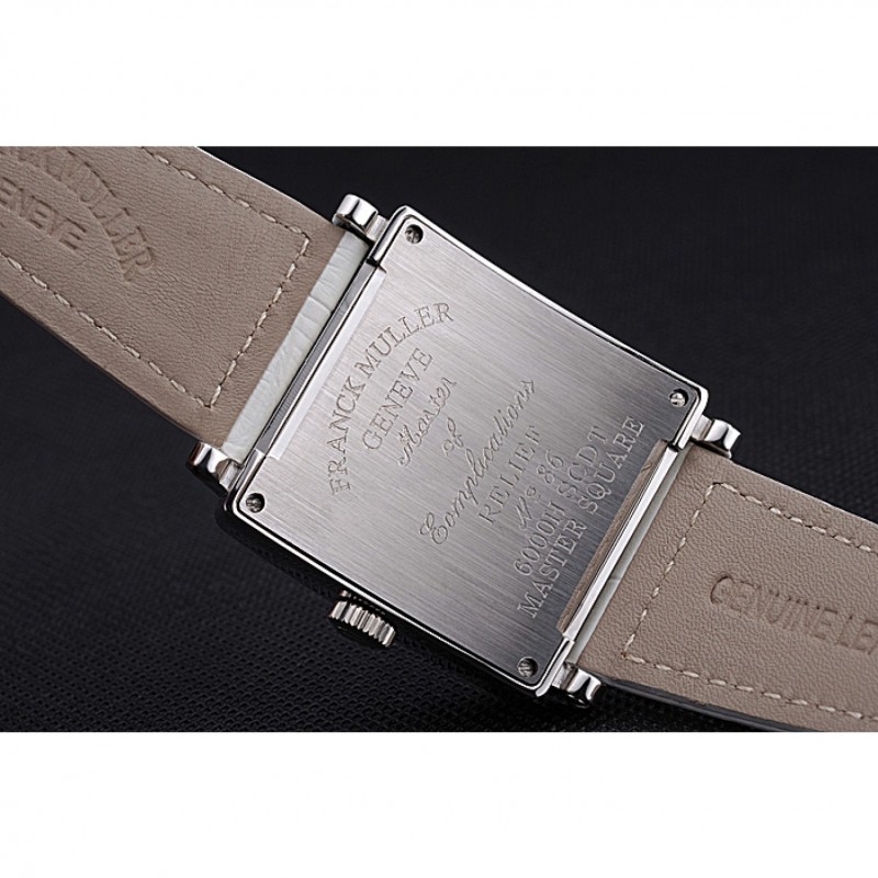 Franck Muller Master Square Color Dreams Diamonds Case White Leather Band 622356-6