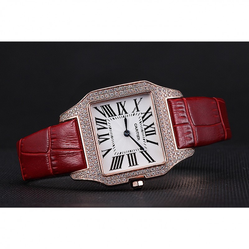 Cartier Santos 100 Diamond Rose Gold Bezel 621917-3