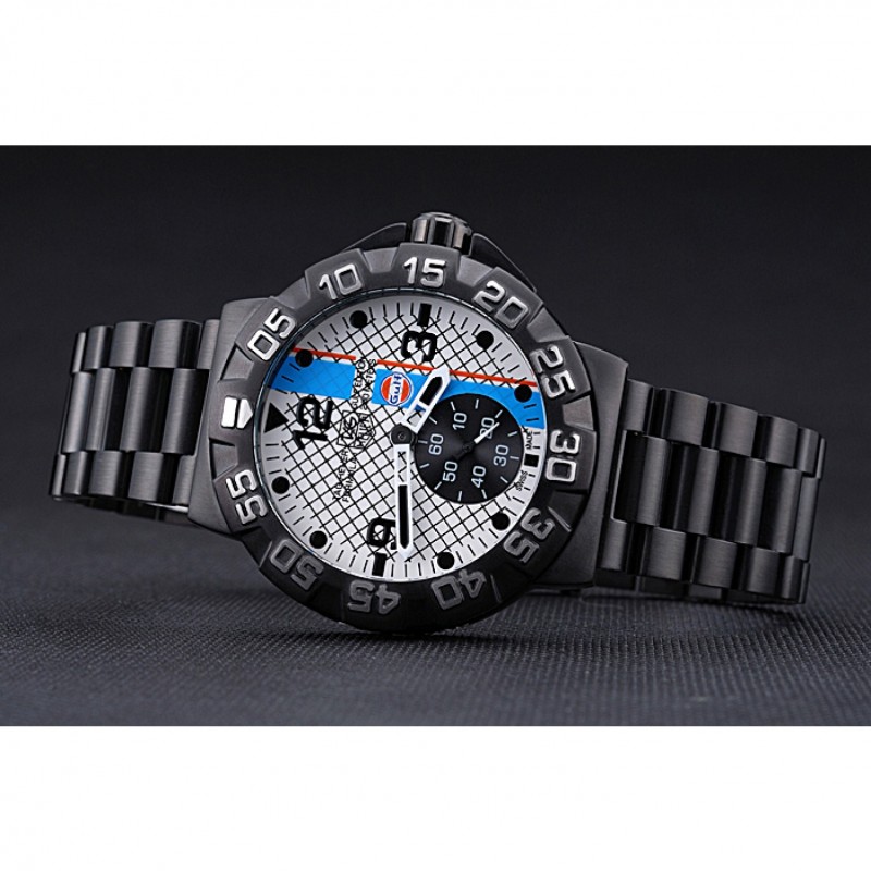 Tag Heuer Formula One Special Gulf Edition White And Blue Dial Ion Plated Steinless Steel Bracelet 622289-4