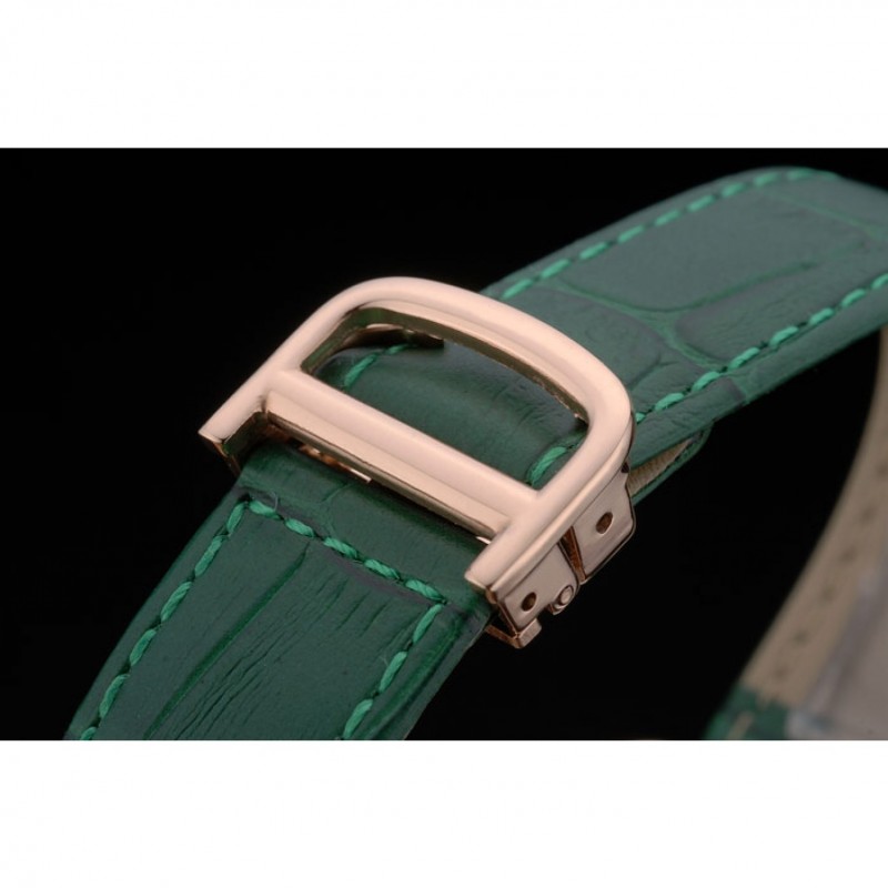 Cartier Tank Anglaise 30mm White Dial Gold Case Green Leather Bracelet-5