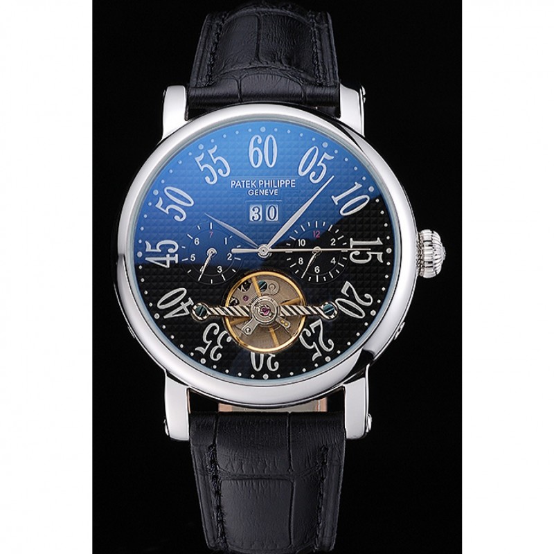 Patek Philippe Grand Complications Stainless Steel Case Black Dial Roman Numerals Black Leather Bracelet 622256-1