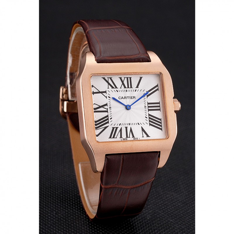 Cartier Santos 100 Diamond Rose Gold Bezel 621932-2