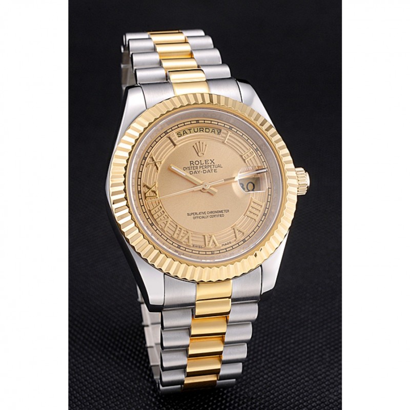 Rolex Day-Date Two Tone Stainless Steel 18k Gold Plated Gold Dial-2
