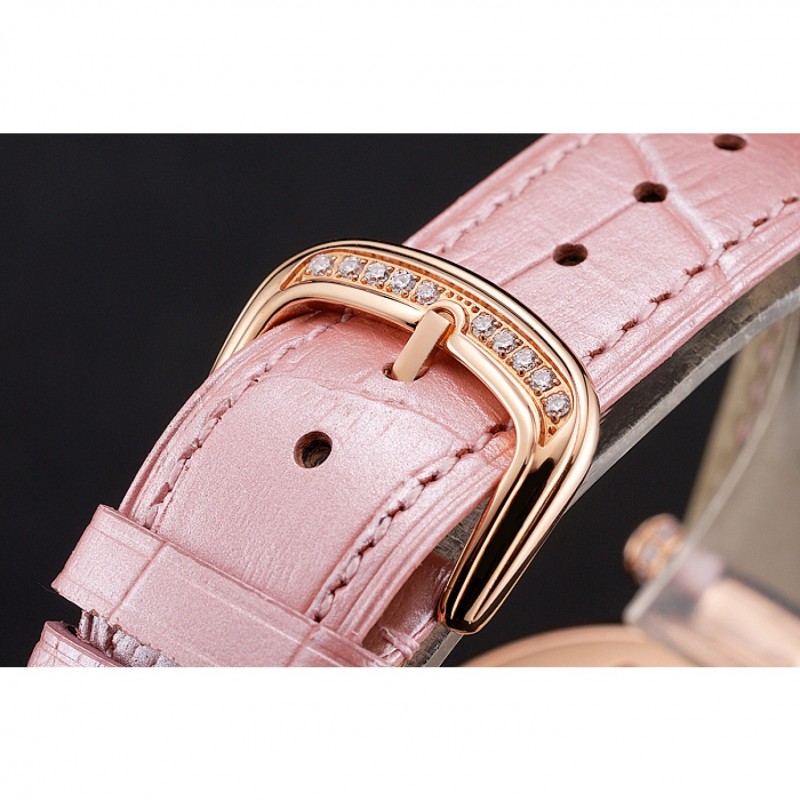 Franck Muller Double Mistery Ronde White Dial Rose Gold Case Light Pink Leather Strap-5