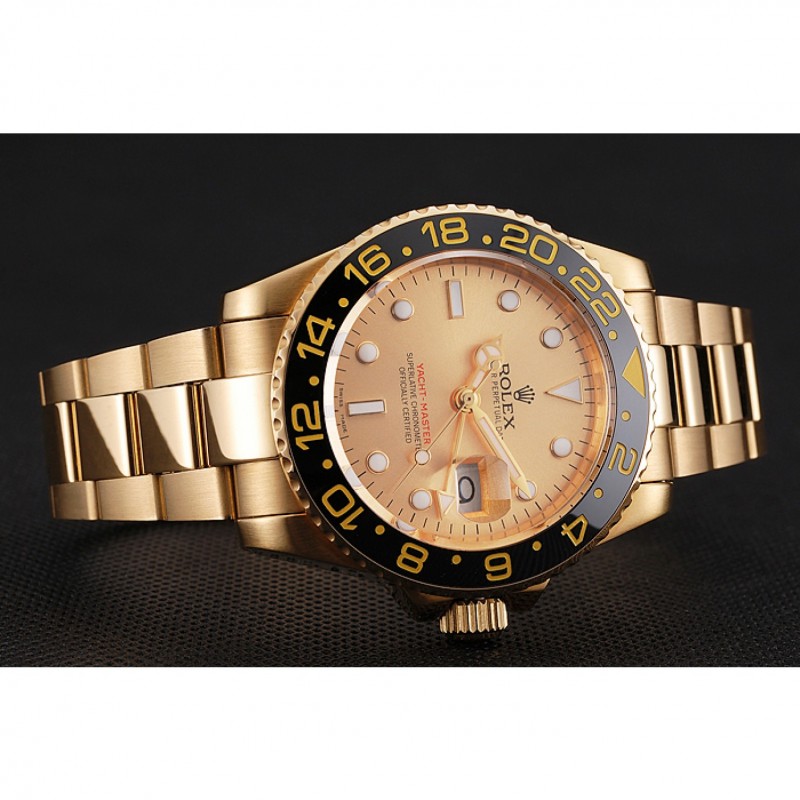Swiss Rolex GMT Master II Gold Dial Black Bezel Gold Case And Bracelet 1453749-4