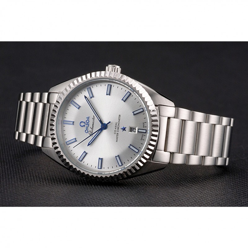 High Quality Replica Watches Omega Globemaster Silver Dial Blue Hands Stainless Steel Case And Bracelet-4