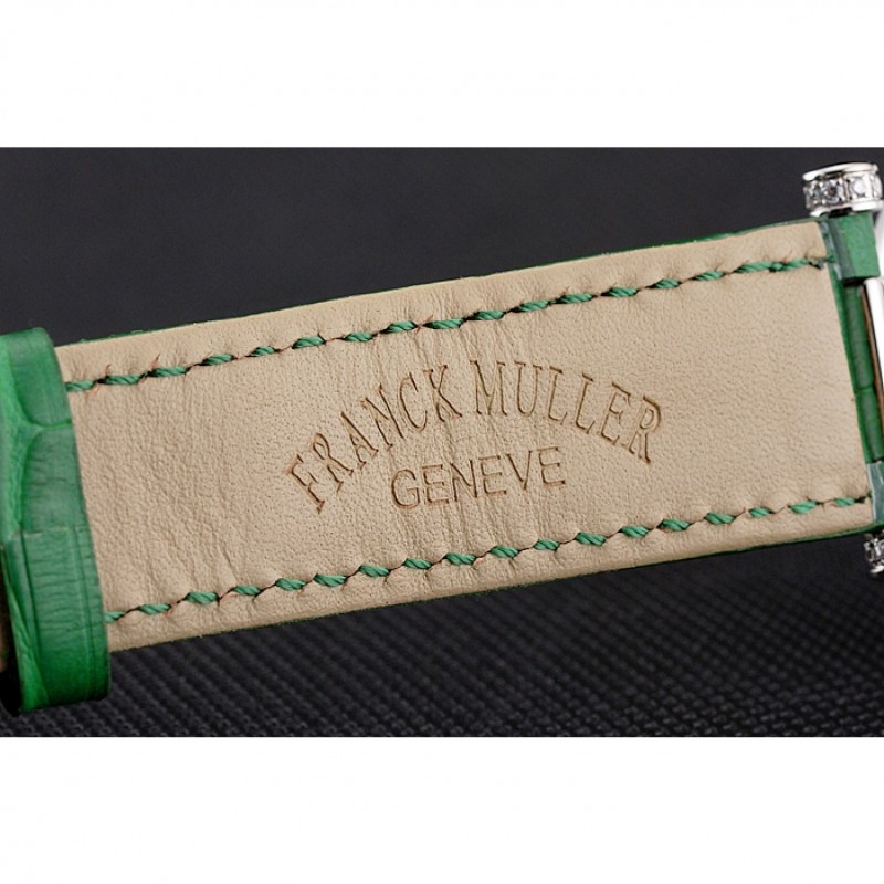 Franck Muller Double Mistery Ronde White Dial Stainless Steel Case Green Leather Strap-6