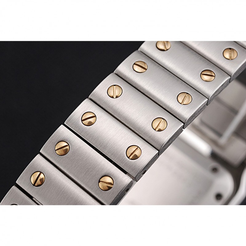 Swiss Cartier Santos De Cartier Galbeee Yellow Gold and Steel Case Steel Bracelet Small 622644-7