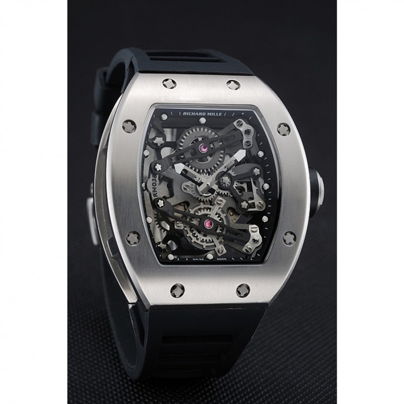 Richard Mille RM 038 Bubba Watson Tourbillion Silver Case Black Rubber Bracelet 1454202-1