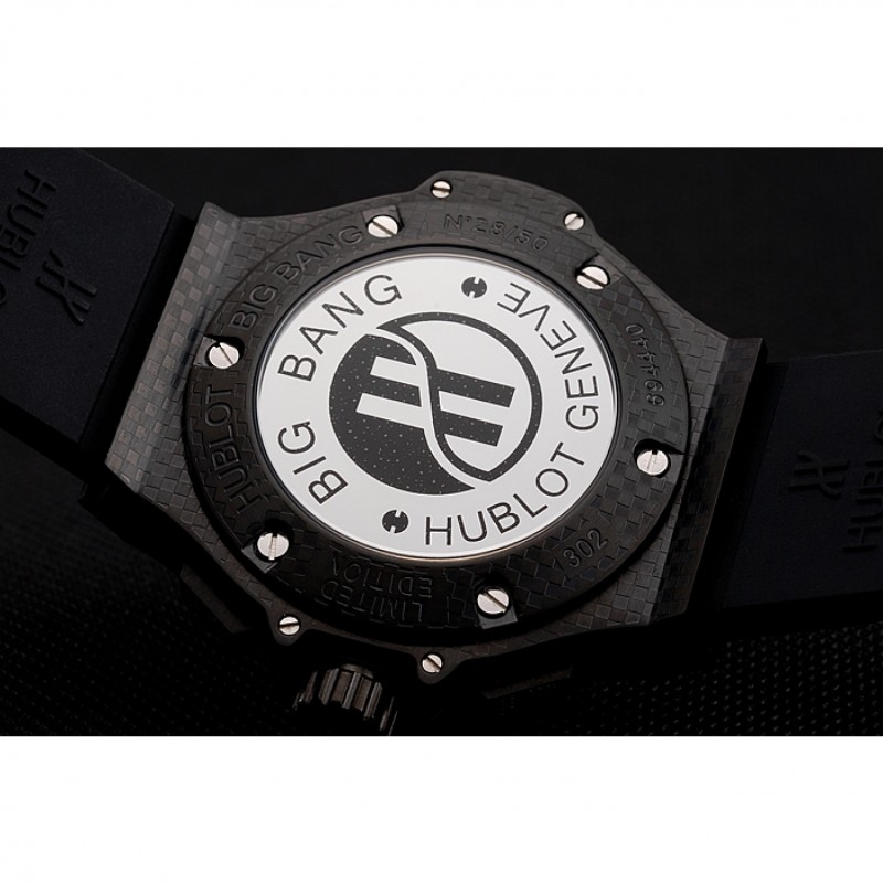 High Quality Replica Watches Hublot Big Bang Carbon Dial With Red Markings Carbon Case And Bezel Black Rubber Strap 622775-7