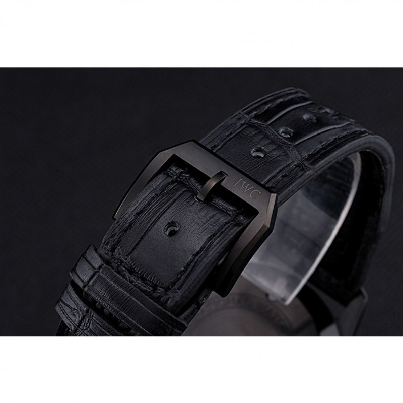IWC Mark XVll Black Dial Black Stainless Steel Case Black Leather Strap-5