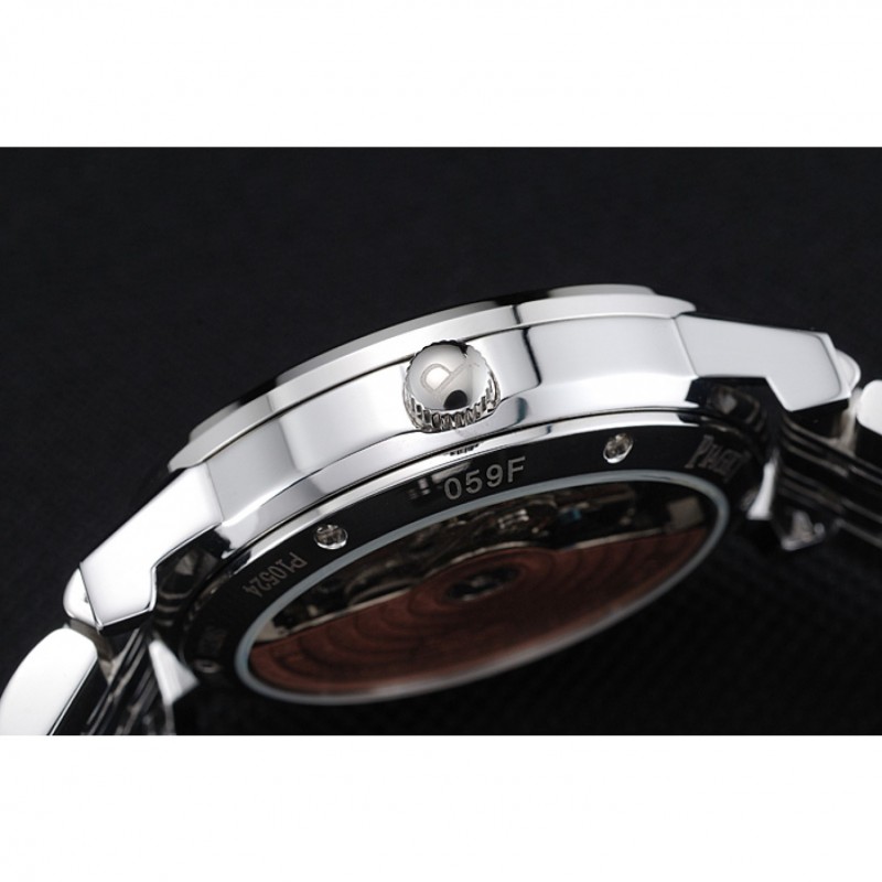 SS Replica Watches Piaget Altiplano Black Dial Silver Case Stainless Steel Bracelet 1454232-8