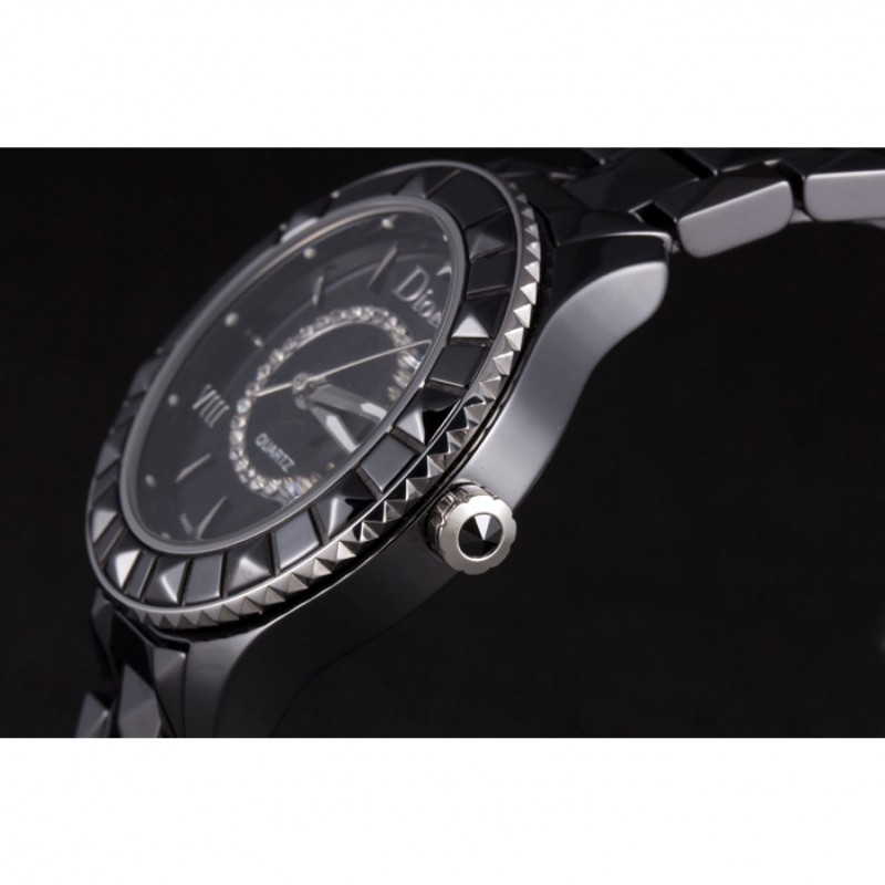 Dior VIII Ceramic Black Bezel Black Bracelet cd10 621363-5