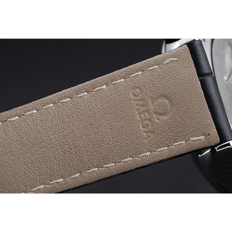 Omega DeVille Prestige Black Dial Silver Diamond Case Black Leather Bracelet 1454120-6