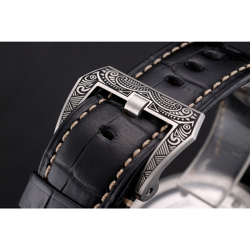 High End Swiss Panerai Radiomir 3 Days Acciaio"Firenze" Black Dial Stainless Steel Case Black Leather Strap-5
