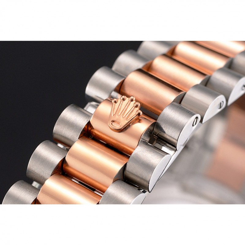 Swiss Rolex Datejust Rose Gold Dial And Bezel Stainless Steel Case Two Tone Bracelet-5