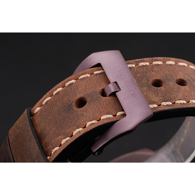 Cheap Replica Watches Panerai Luminor Submersible Black Dial Brown Case Brown Leather Strap-5