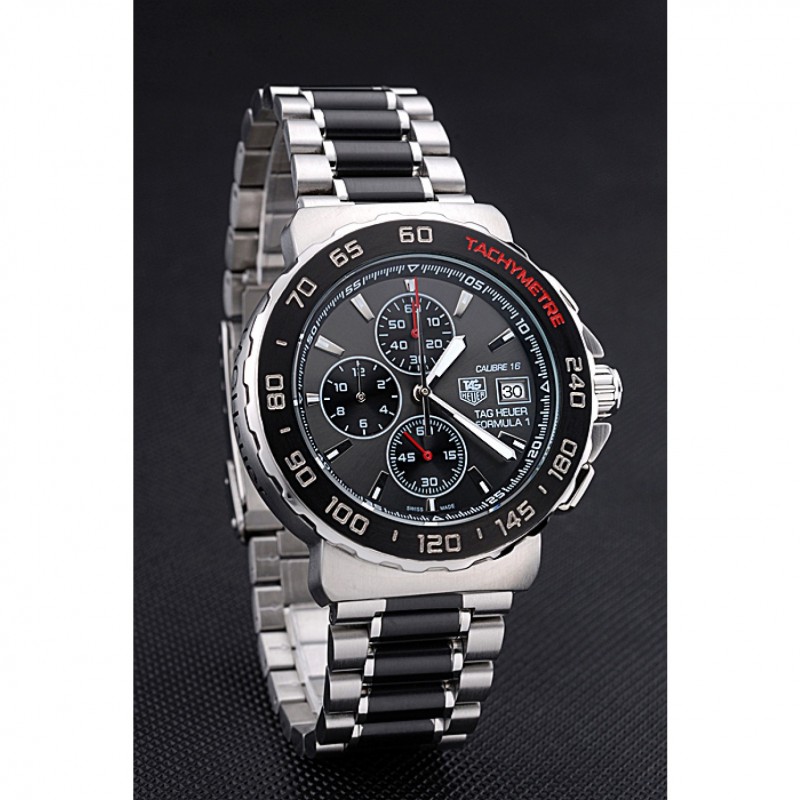 Tag Heuer Formula 1 Calibre 16 Chronograph Black Dial Two Tone Stainless Steel Band 622413-1