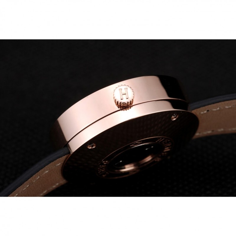 AAA Hermes Classic MOP Dial Black Leather Strap-8