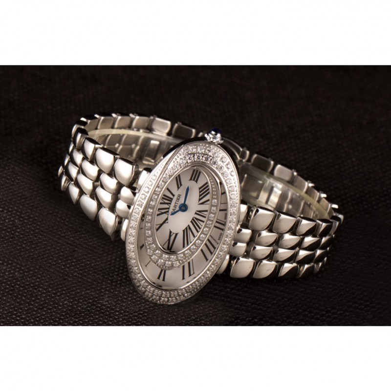 Best Cartier Baignoire Hypnose White Dial Diamonds Steel Case Steel Bracelet-4
